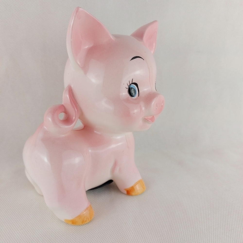 Vintage Kitsch Pink Ceramic Piggy Bank Japan Collectable Mid Century - Picture 5 of 14